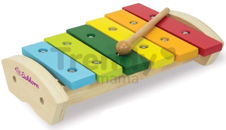 Drevený xylofón Wooden Xylophone Eichhorn s kladivkom 6 rôznych tónov od 24 mes