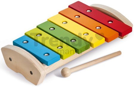 Drevený xylofón Wooden Xylophone Eichhorn s kladivkom 6 rôznych tónov od 24 mes
