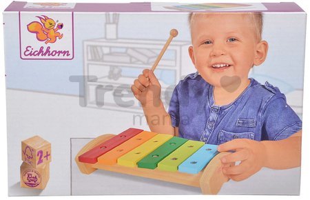Drevený xylofón Wooden Xylophone Eichhorn s kladivkom 6 rôznych tónov od 24 mes