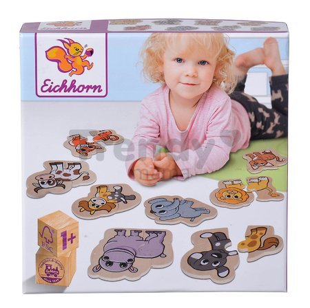 Drevené puzzle zvieratká Animal Puzzle Eichhorn 8 druhov 16 dielov od 12 mes