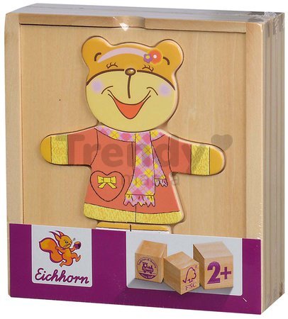 Drevené puzzle medveď Bear Puzzle Eichhorn 20 dielov s vymeniteľným oblečením od 24 mes