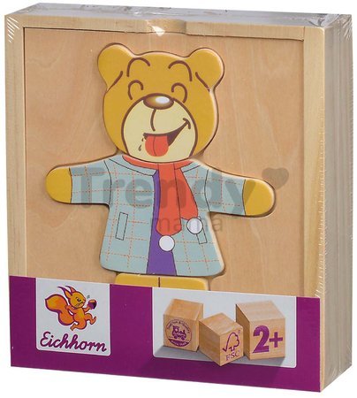 Drevené puzzle medveď Bear Puzzle Eichhorn 20 dielov s vymeniteľným oblečením od 24 mes