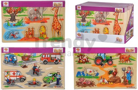 Drevené puzzle Generic Puzzle DP Eichhorn 9 dielov safari farma vozidlá od 24 mes