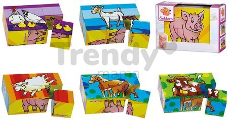 Drevené puzzle kocky Picture Cube Small Eichhorn 6 kociek so 6 motívmi od 24 mes
