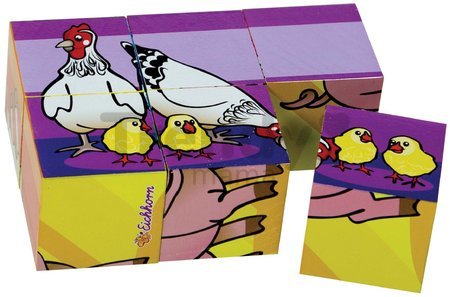 Drevené puzzle kocky Picture Cube Small Eichhorn 6 kociek so 6 motívmi od 24 mes
