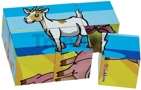 Drevené puzzle kocky Picture Cube Small Eichhorn 6 kociek so 6 motívmi od 24 mes