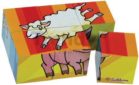 Drevené puzzle kocky Picture Cube Small Eichhorn 6 kociek so 6 motívmi od 24 mes