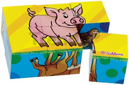 Drevené puzzle kocky Picture Cube Small Eichhorn 6 kociek so 6 motívmi od 24 mes