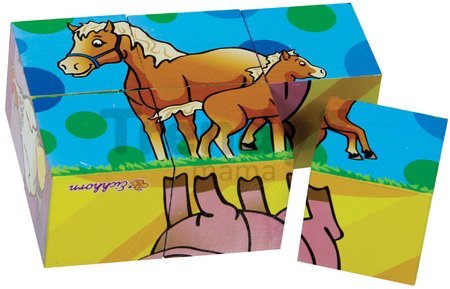 Drevené puzzle kocky Picture Cube Small Eichhorn 6 kociek so 6 motívmi od 24 mes