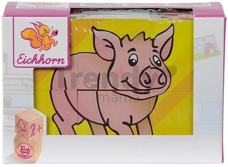 Drevené puzzle kocky Picture Cube Small Eichhorn 6 kociek so 6 motívmi od 24 mes