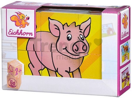 Drevené puzzle kocky Picture Cube Small Eichhorn 6 kociek so 6 motívmi od 24 mes