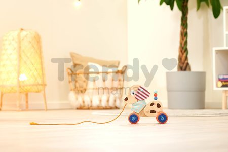Drevený psík na ťahanie Dog Pull-along Animal Eichhorn s pohyblivou hlavou od 12 mes