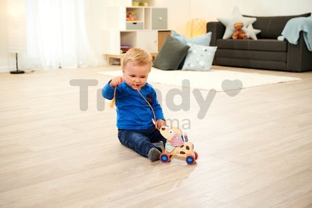 Drevený psík na ťahanie Dog Pull-along Animal Eichhorn s pohyblivou hlavou od 12 mes