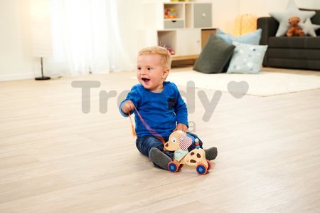 Drevený psík na ťahanie Dog Pull-along Animal Eichhorn s pohyblivou hlavou od 12 mes