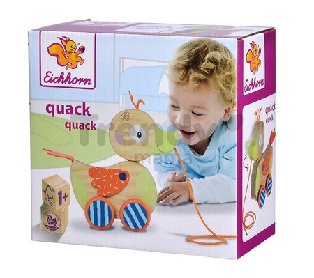 Drevená kačička na ťahanie Duck Pull-along Animal Eichhorn s pohyblivou hlavou od 12 mes