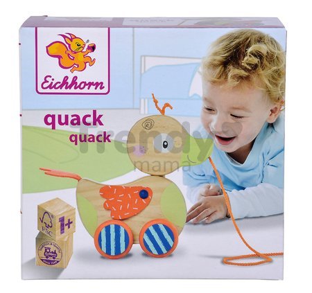 Drevená kačička na ťahanie Duck Pull-along Animal Eichhorn s pohyblivou hlavou od 12 mes