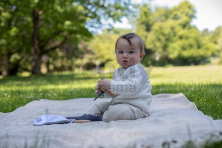 Drevené hryzátko silikónové Bio 100% Natur Baby Pure Teether Eichhorn s guličkami a držadlom od 3 mes