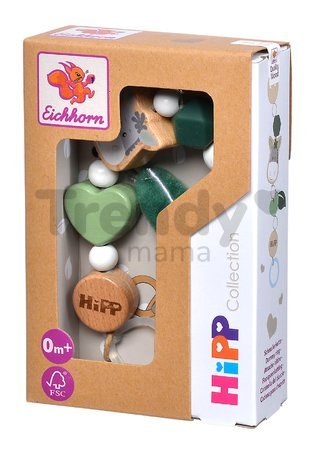 Drevená retiazka na cumlík Baby HIPP Dummy Chain Eichhorn s korálikmi 19 cm od 0 mes