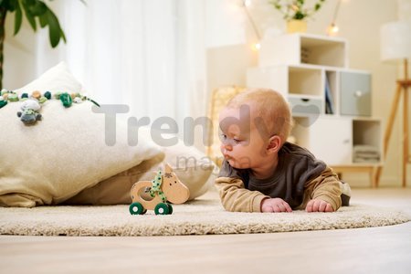 Drevené zvieratko somárik Baby HIPP Push Donkey Eichhorn s textilnou handričkou od 12 mes