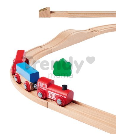 Drevená vláčikodráha s požiarnou stanicou Train Set Firestation Eichhorn s vlakom 33 dielov 235 cm dĺžka koľajníc