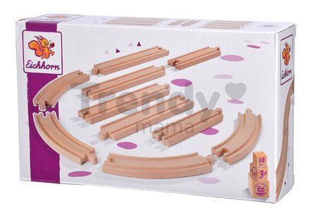 Náhradné diely k vláčikodráhe Train Track Set Large Eichhorn zakrivené a rovné koľajnice na predĺženie trate 10 kusov