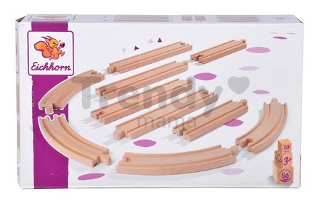 Náhradné diely k vláčikodráhe Train Track Set Large Eichhorn zakrivené a rovné koľajnice na predĺženie trate 10 kusov