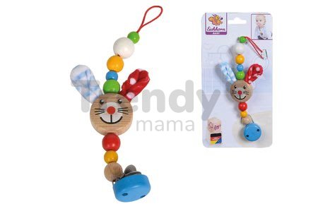 Drevené pútko na cumlík Rabbit Baby Eichhorn 27 cm s uškami a guličkami od 0 mes