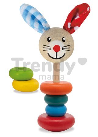 Drevený zajačik Stacking Rabbit Baby Eichhorn výška 18 cm stohovateľný s plyšovými uškami od 12 mes
