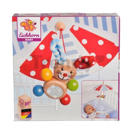 Drevený kolotoč Rabbit with Skydive Baby Eichhorn nad postieľku so zajačikom od 0 mes