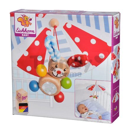 Drevený kolotoč Rabbit with Skydive Baby Eichhorn nad postieľku so zajačikom od 0 mes