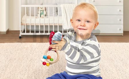 Drevená hrkálka Toy with Ears Baby Eichhorn s uškami a guličkami od 3 mes