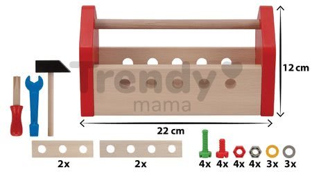 Drevené pracovné náradie Tool Box Eichhorn a rôzne komponenty na skladanie 30 dielov