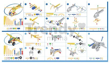 Drevená stavebnica žeriav Constructor Mobile Crane Eichhorn štyri modely (žeriav, lietadlo, helikoptéra, bicykel) 70 dielov