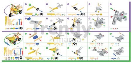 Drevená stavebnica žeriav Constructor Mobile Crane Eichhorn štyri modely (žeriav, lietadlo, helikoptéra, bicykel) 70 dielov