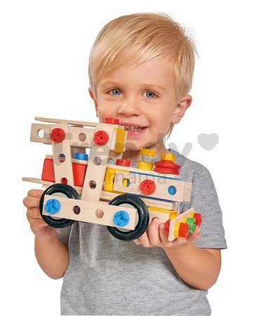 Drevená stavebnica rušeň Constructor Big Loc Eichhorn štyri modely (rušeň, lietadlo, kamión, robot) 100 dielov od 4 rokov