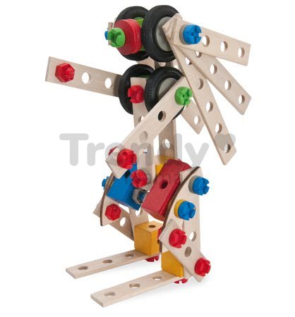 Drevená stavebnica rušeň Constructor Big Loc Eichhorn štyri modely (rušeň, lietadlo, kamión, robot) 100 dielov od 4 rokov