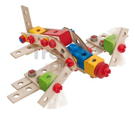 Drevená stavebnica rušeň Constructor Big Loc Eichhorn štyri modely (rušeň, lietadlo, kamión, robot) 100 dielov od 4 rokov