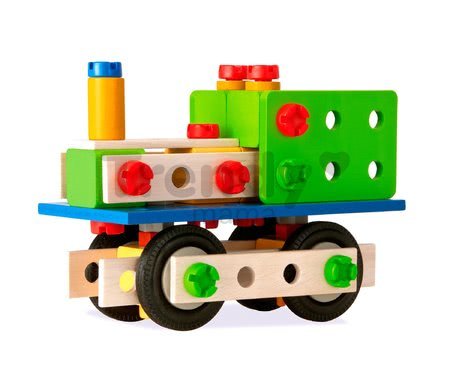 Drevená stavebnica rušeň Constructor Big Loc Eichhorn štyri modely (rušeň, lietadlo, kamión, robot) 100 dielov od 4 rokov