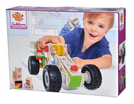 Drevená stavebnica štvorkolka Constructor Quad Eichhorn štyri modely (štvorkolka, bicykel, minibuggy, motorka) 110 dielov od 4 rokov