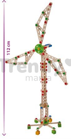 Drevená stavebnica veterný mlyn Constructor Windmill Eichhorn 8 modelov (mlyn, žeriav, lietadlo, stíhačka, katamaran, auto, most, žeriav na kontajnery