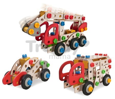 Drevená stavebnica požiarnik Constructor Fire Truck Eichhorn tri modely (požiarnik, sanitka, polícia) 155 dielov od 5 rokov