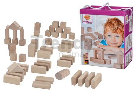 Drevené kocky Natural Wooden Blocks Eichhorn v prírodnej farbe 50 kusov veľkosť 25 mm od 12 mes