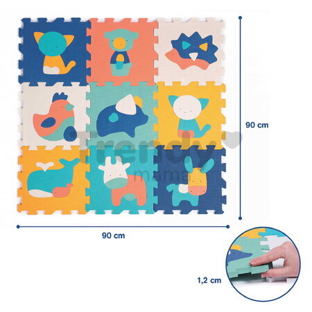 Penové puzzle Zvieratká Animals Foam Pieces Ludi 9 dielov 90x90 cm od 10 mes LU10023