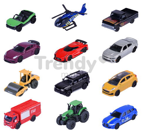 Mașinuțe Street Cars Majorette set de 12 tipuri, lungime 7,5 cm, 1:64