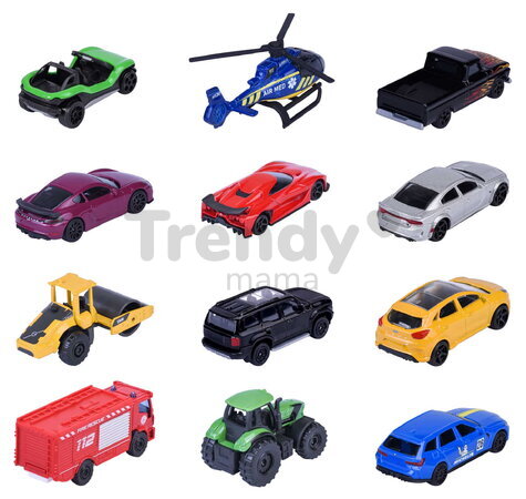 Mașinuțe Street Cars Majorette set de 12 tipuri, lungime 7,5 cm, 1:64