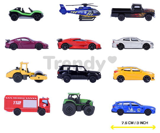Mașinuțe Street Cars Majorette set de 12 tipuri, lungime 7,5 cm, 1:64