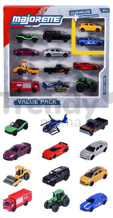 Mașinuțe Street Cars Majorette set de 12 tipuri, lungime 7,5 cm, 1:64