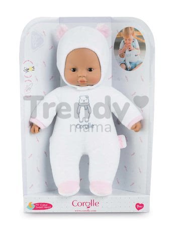 Bábika medvedík Sweet Heart White Bear Corolle s čiernymi očami a snímateľnou kapucňou s uškami 30 cm biela od 9 mes