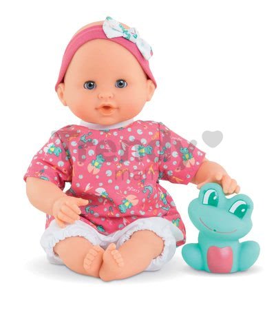 Bábika na kúpanie Baby Bath Océane Mon Premiere Corolle s modrými klipkajúcimi očami a žabou 30 cm od 18 mes