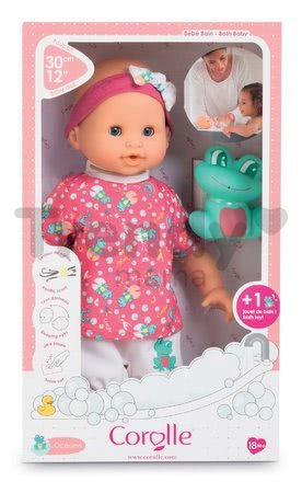 Bábika na kúpanie Baby Bath Océane Mon Premiere Corolle s modrými klipkajúcimi očami a žabou 30 cm od 18 mes